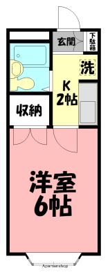 クレアール茅ヶ崎1(1K/2階)の間取り写真