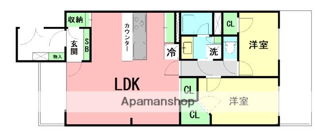 サンクタス湘南藤沢アネーロの丘(2LDK/8階)の間取り写真