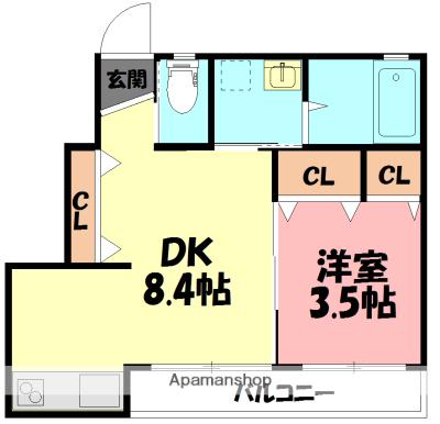 CALM楓(1DK/1階)の間取り写真