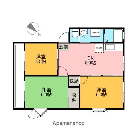 ロイヤルパレス湘南(3DK/1階)の間取り写真