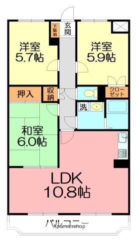 ウィスタリアⅡ(3LDK/3階)の間取り写真