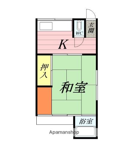 東海道本線 辻堂駅 徒歩16分 1階建 築69年(1K/1階)の間取り写真