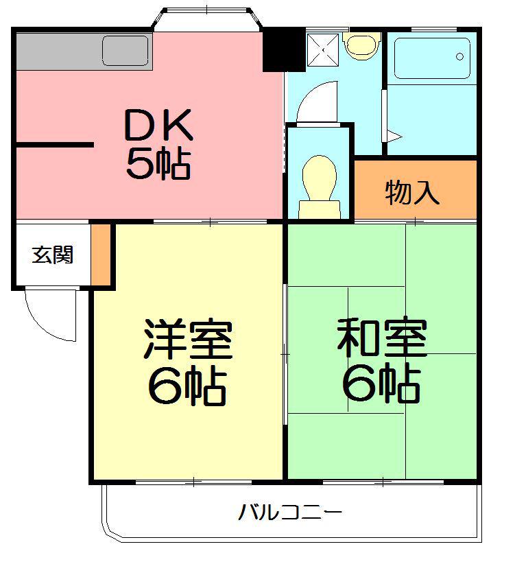 グリーンハイツ小澤(2K/2階)の間取り写真
