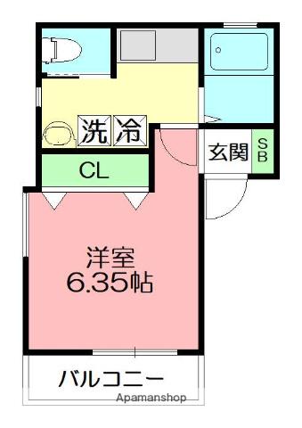 オーシャンテラス鎌倉(1K/2階)の間取り写真