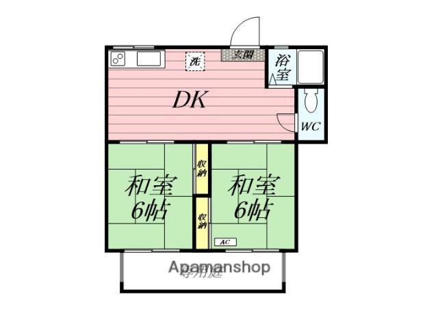 飯塚ハイツ(2DK/1階)の間取り写真
