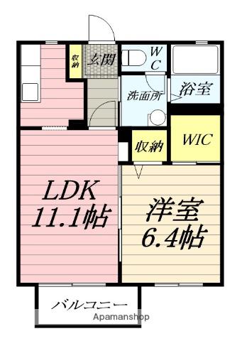 クレスト湘南(1LDK/2階)の間取り写真