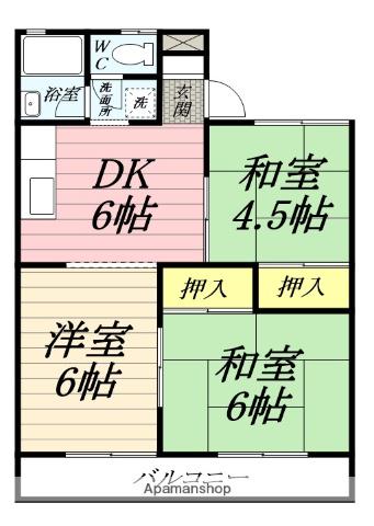 ハイツKS(3DK/1階)の間取り写真