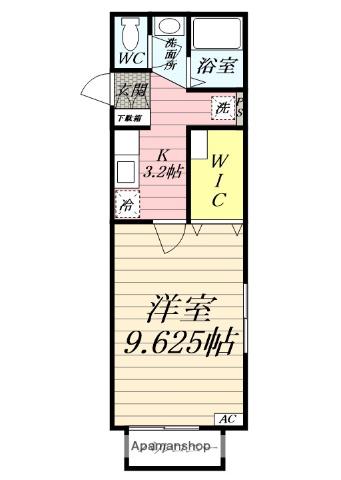 セレーネさがみ野(1K/1階)の間取り写真