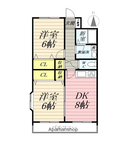 ヴェル・ドミール(2DK/3階)の間取り写真