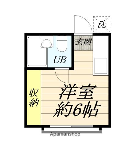 ハーヴィーフラット(ワンルーム/1階)の間取り写真