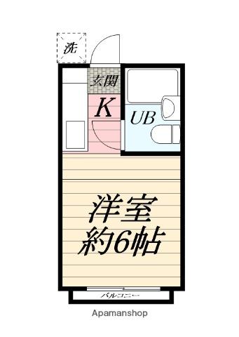 ハーヴィーフラット(ワンルーム/2階)の間取り写真