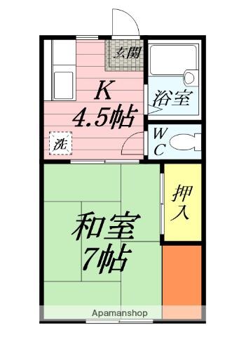 内藤ハイツ(1K/2階)の間取り写真
