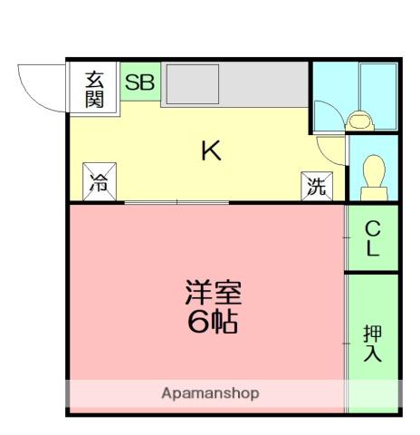 メゾンドソレイユ(1K/1階)の間取り写真