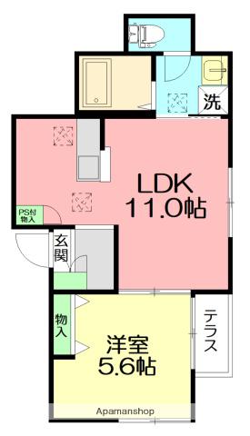リビオンハイム(1LDK/1階)の間取り写真