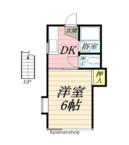 鶴巻エイトハイム(1DK/2階)の間取り写真