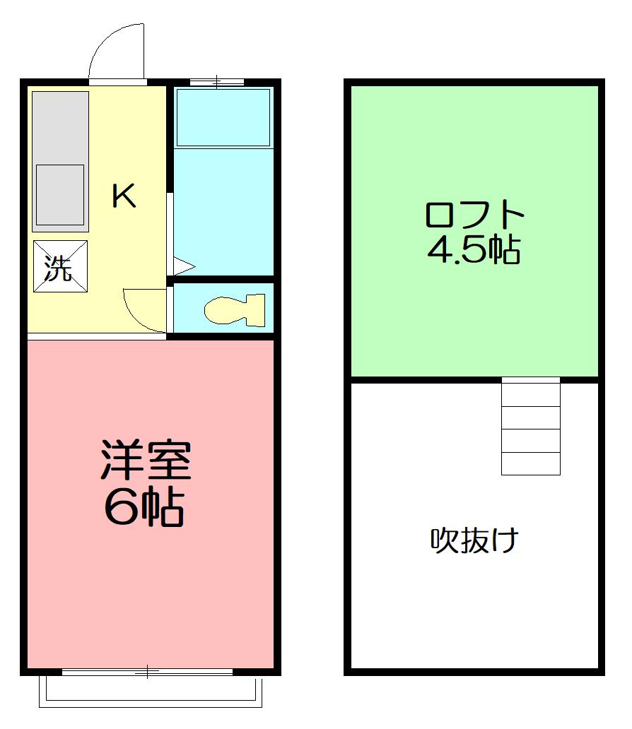 ラソネット石田(1K/2階)の間取り写真