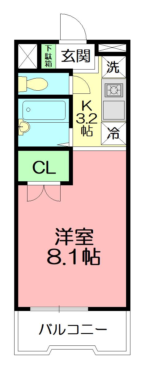 メゾン・プチソーレ(1K/1階)の間取り写真
