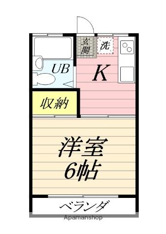ヤマフジハイツB(1K/1階)の間取り写真