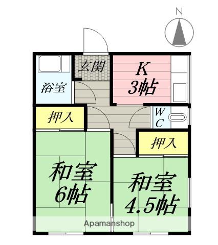 杉山アパート(2K/1階)の間取り写真