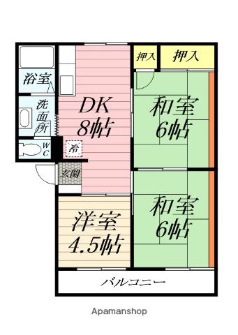 ルーセントハイツ桜ヶ丘B(3DK/2階)の間取り写真