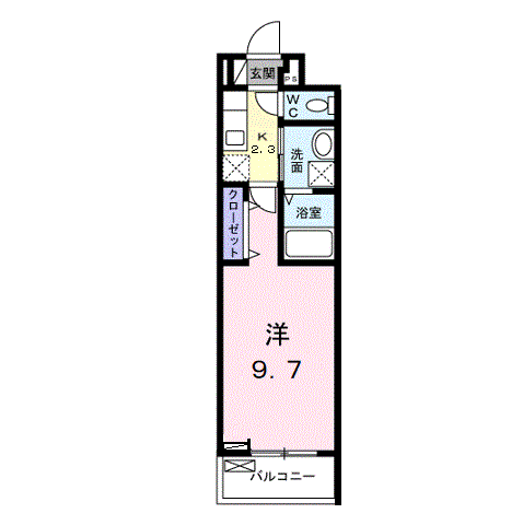 ソレアード・カミノ(1K/3階)の間取り写真