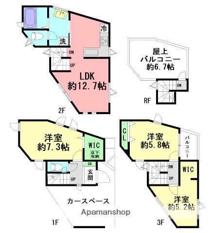 東海道本線 辻堂駅 徒歩11分 3階建 築2年(3LDK)の間取り写真