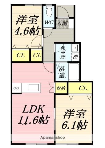 ラヴィータ2号(2LDK/1階)の間取り写真