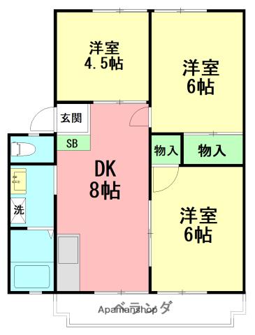 コーポはまゆう 1(3DK/2階)の間取り写真