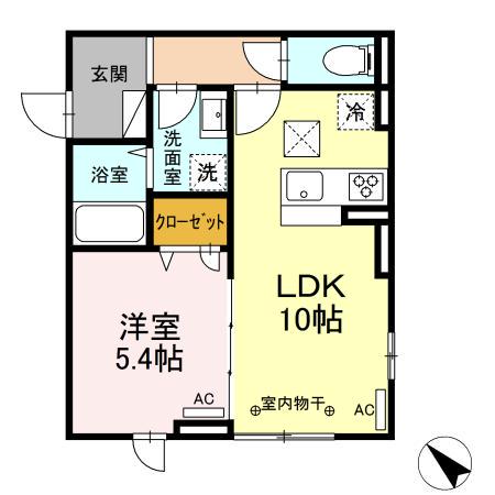 GRAND湘南 B棟(1LDK/1階)の間取り写真