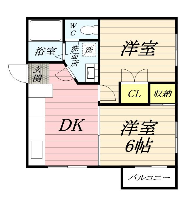 クロノス四之宮(2DK/3階)の間取り写真