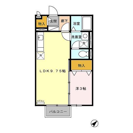 モナリエ飯泉(1LDK/2階)の間取り写真