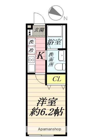 NIKEモダン海老名(1K/1階)の間取り写真