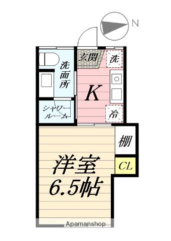 東海ヒルズ(1K/2階)の間取り写真