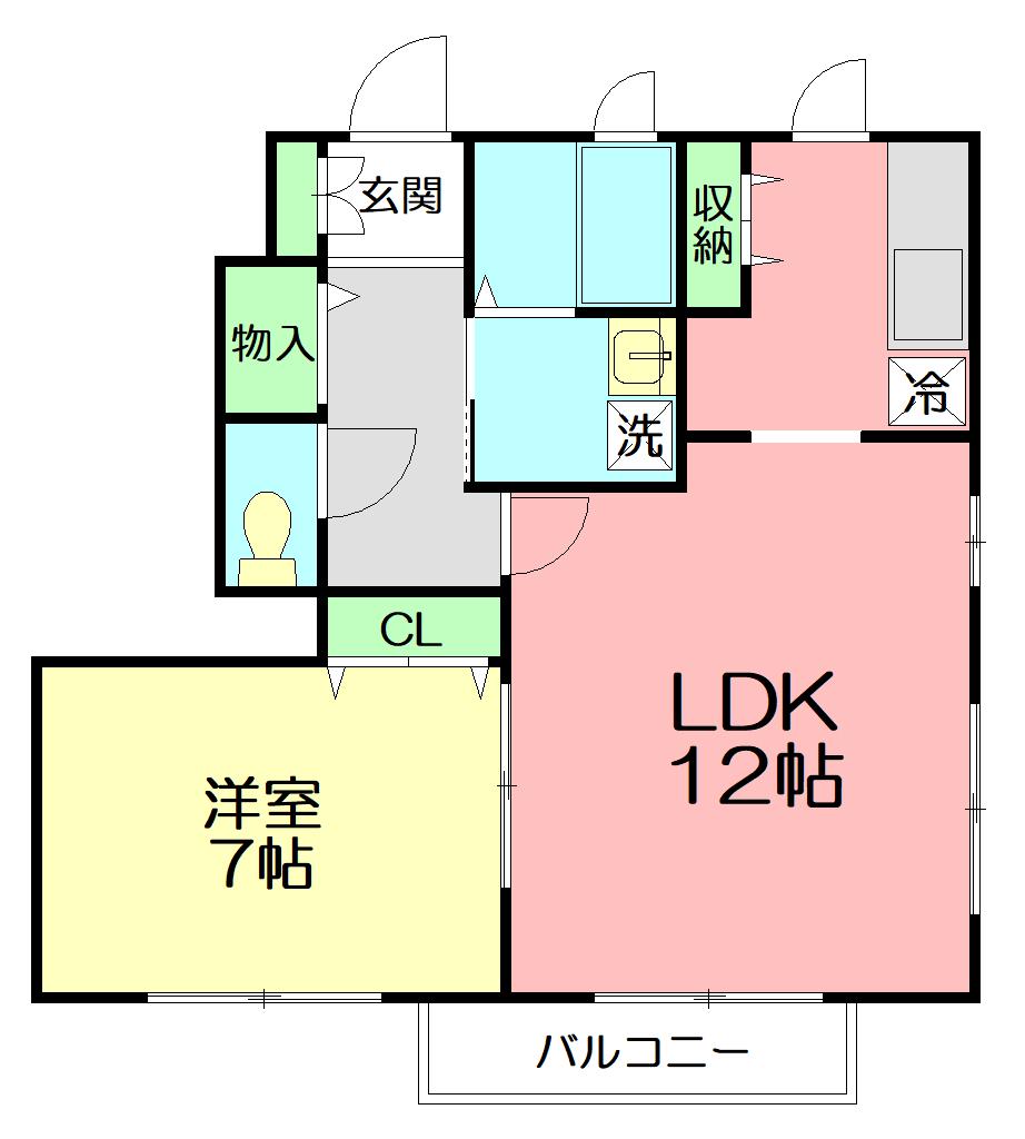 イージスα(1LDK/1階)の間取り写真