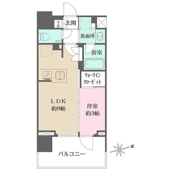 グレーシアフィット藤沢鵠沼(1LDK/8階)の間取り写真