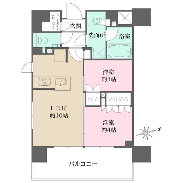 グレーシアフィット藤沢鵠沼(2LDK/10階)の間取り写真