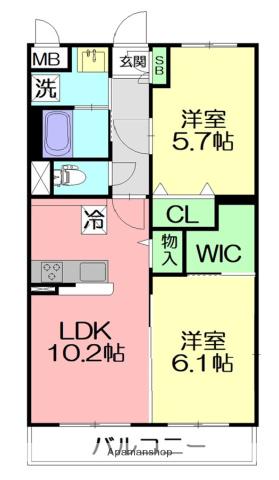 プラザ富(2LDK/1階)の間取り写真