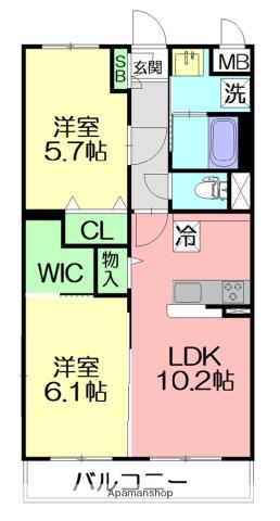 プラザ富(2LDK/1階)の間取り写真