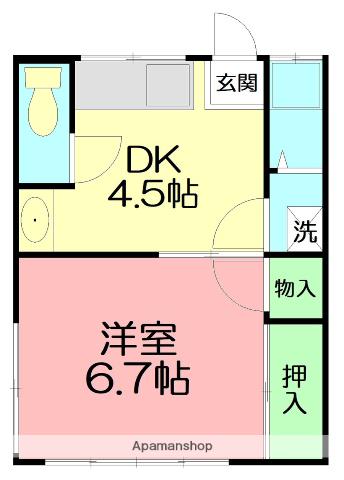 第1ハイツヤナ(1DK/1階)の間取り写真