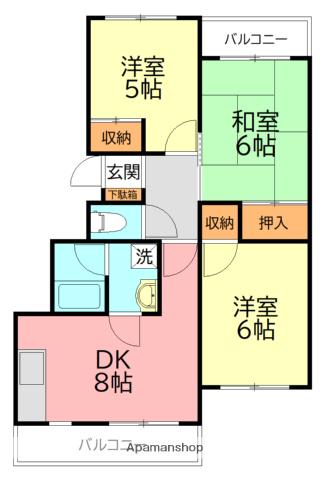 グリーンマンションテラ(3DK/3階)の間取り写真