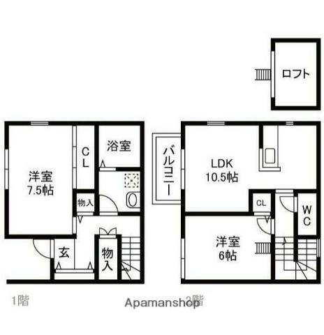 ラパンセレッソⅠ(2LDK/1階)の間取り写真