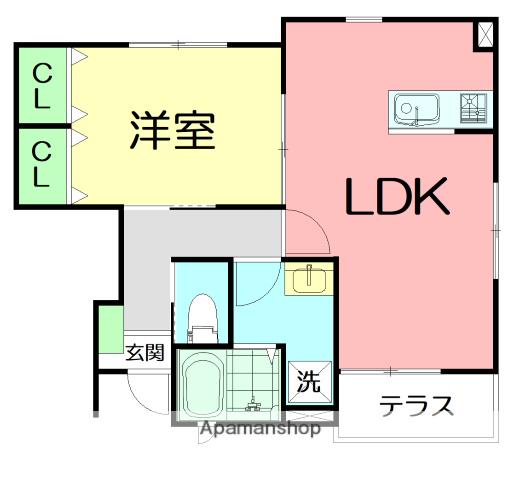 ハイツ湘南TWO(1LDK/1階)の間取り写真