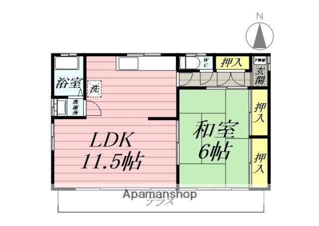 東海道本線 国府津駅 徒歩20分 1階建 築47年(1LDK)の間取り写真
