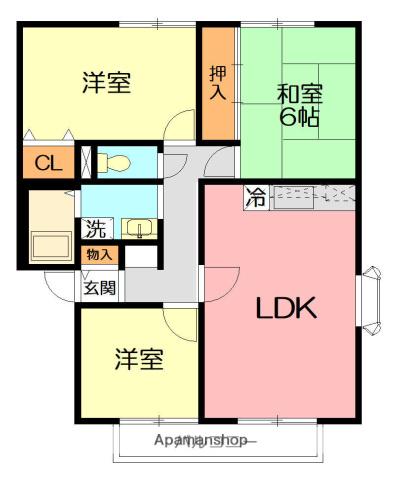 クレアン・ヌーヴUB(3LDK/1階)の間取り写真