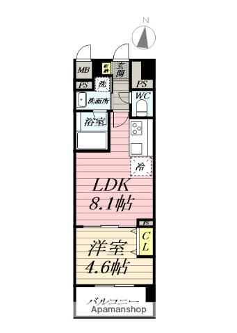 湘南辻堂駅前マンション(1LDK/6階)の間取り写真