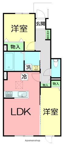 辻堂元町4丁目アパート(2LDK/1階)の間取り写真