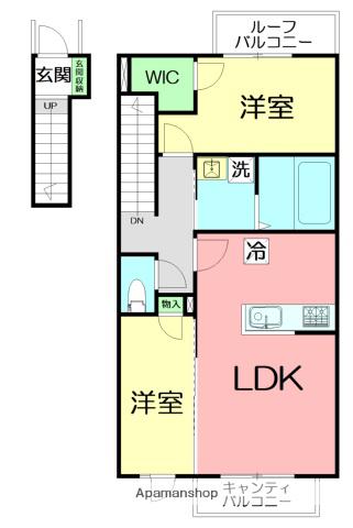 辻堂元町4丁目アパート(2LDK/2階)の間取り写真