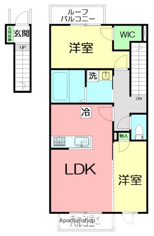 辻堂元町4丁目アパート(2LDK/2階)の間取り写真