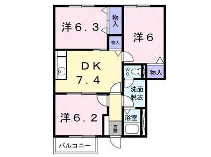 レジデンスKI-Ⅱ(3DK/1階)の間取り写真