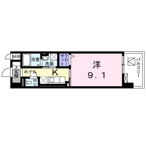 インサイド レター(1K/6階)の間取り写真